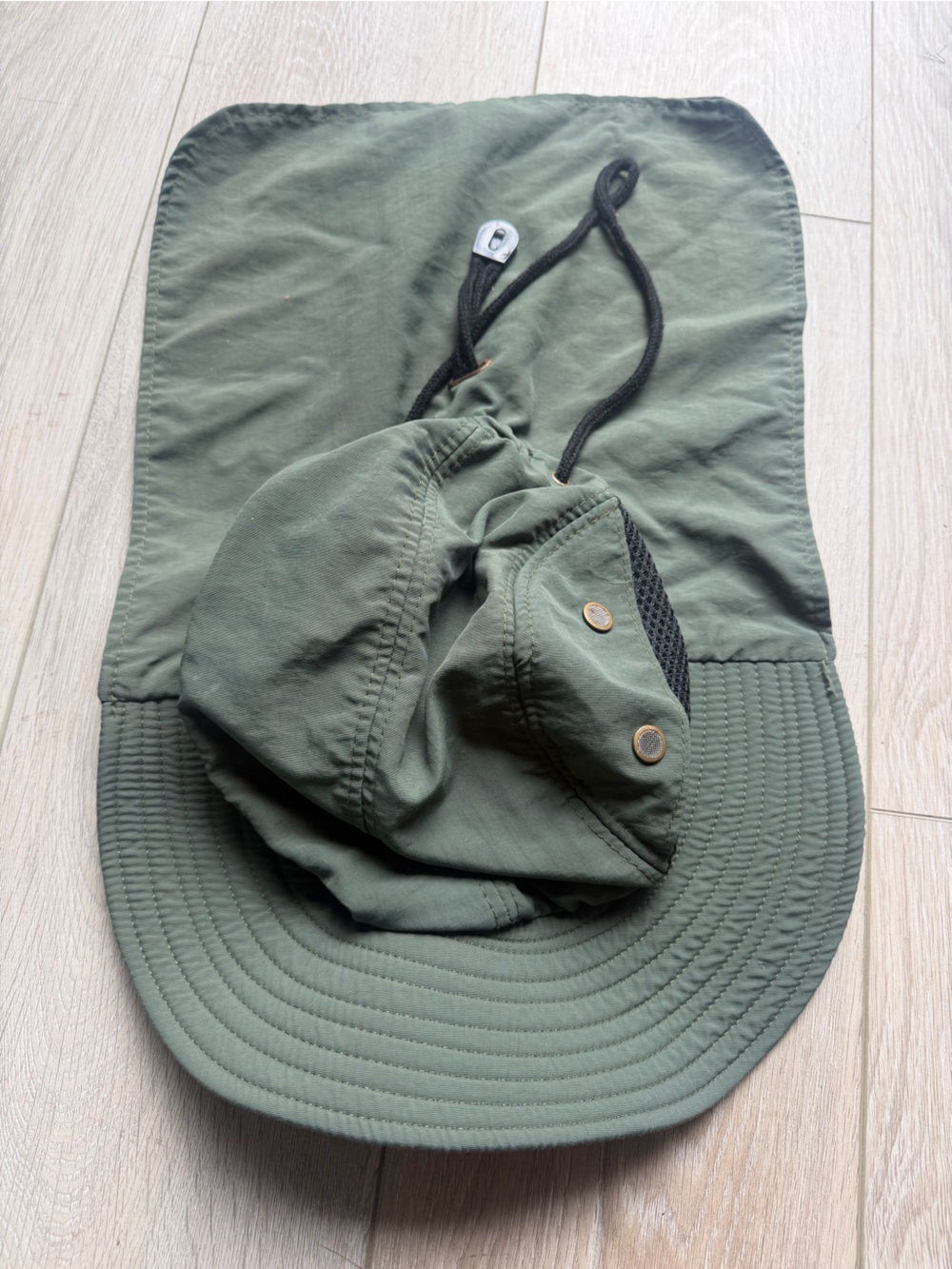 Olive Green Sun Hat with Neck Flap